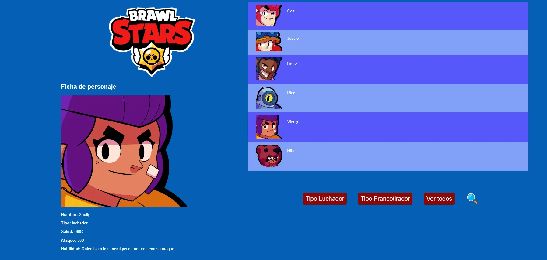 Pantalla principal del proyecto Brawl Starts