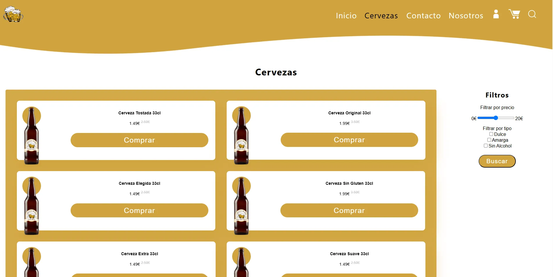 Listado de cervezas artesanales en Cervezas Marín
