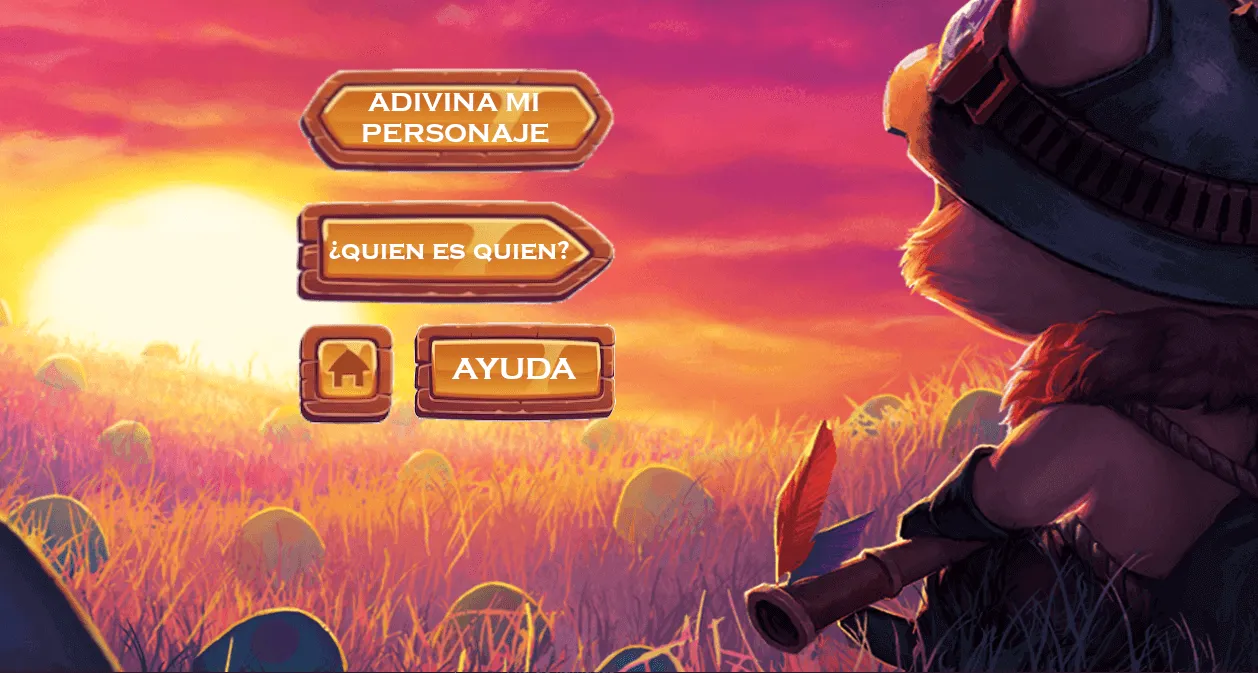 Pantalla de inicio del juego ¿Quién es Quién?