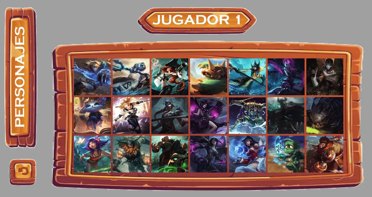 Interfaz del jugador 1 en ¿Quién es Quién?